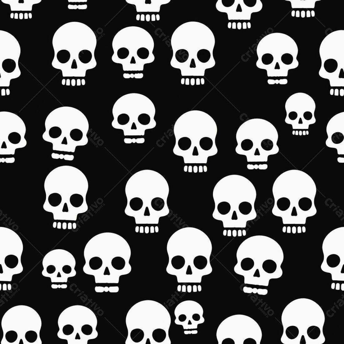 Textura Caveiras Preto e Branco para Fundo