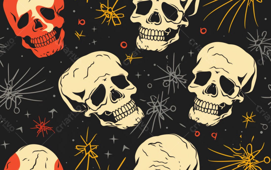 Textura caveiras coloridas para fundo de Halloween