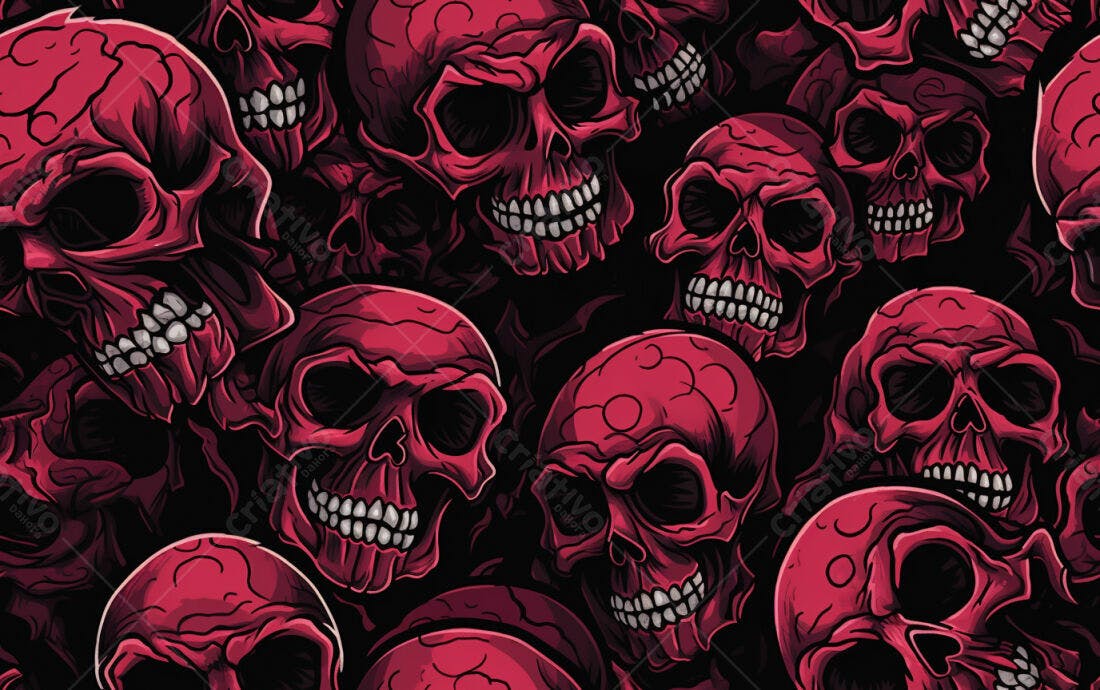 Textura Caveiras Vermelhas para Fundo Gótico