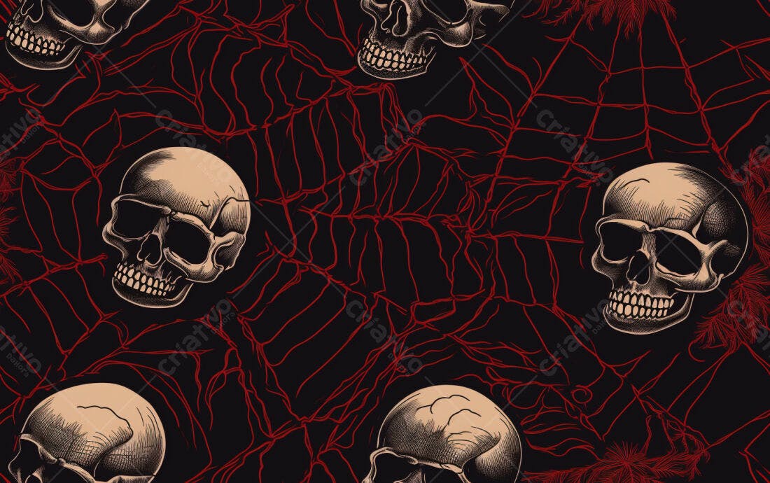 Textura Caveira e Teia de Aranha para Papel de Parede