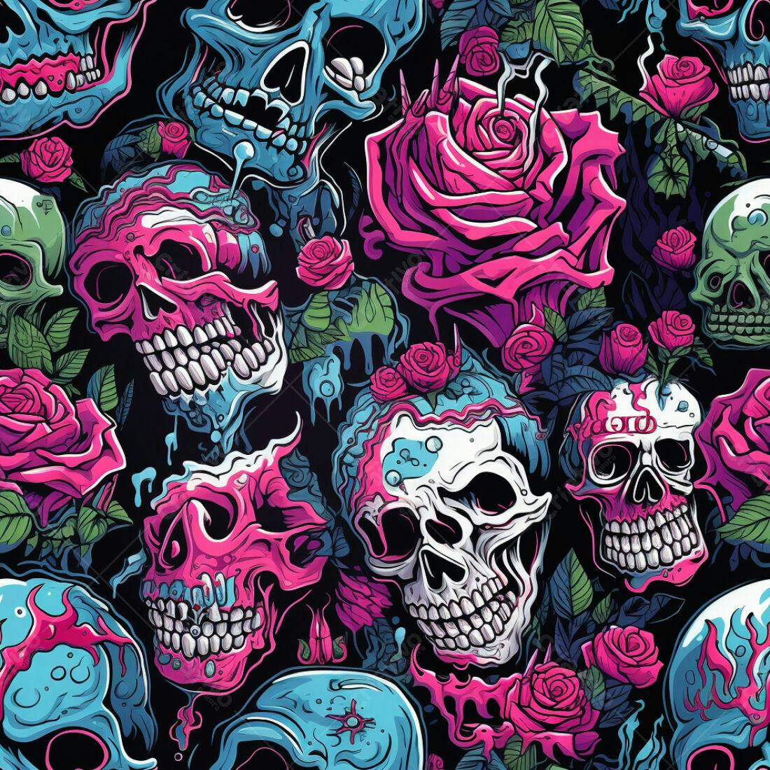 Textura caveira e rosas para fundo de site