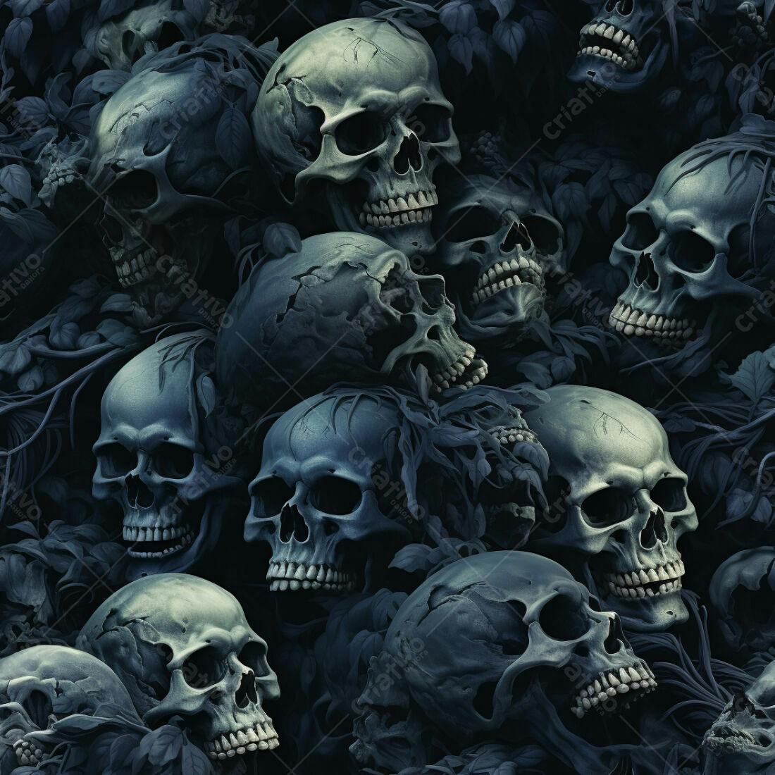 Textura Caveira Gótica para Fundo Escuro