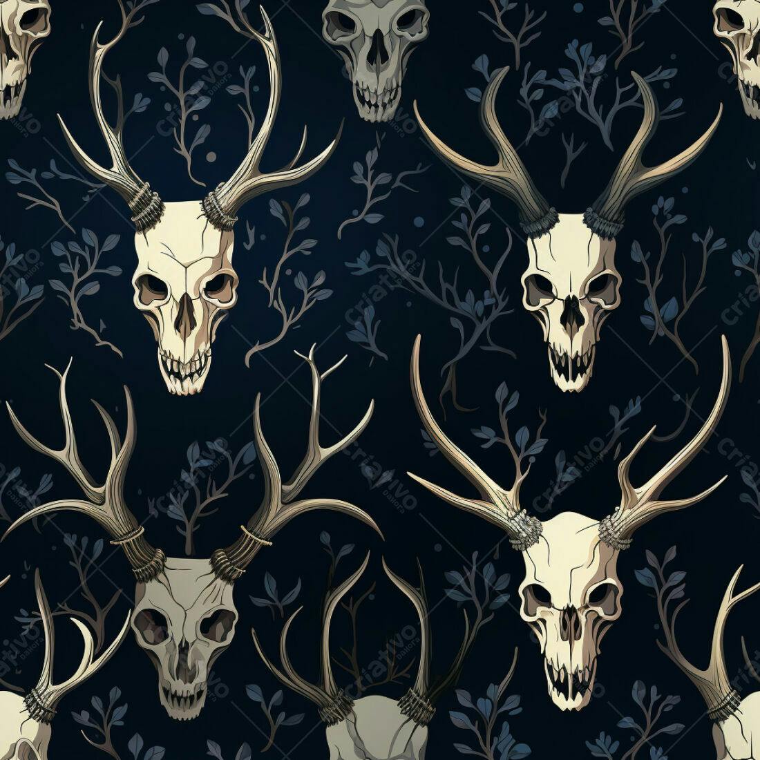 Textura caveira com galhadas para fundo dark
