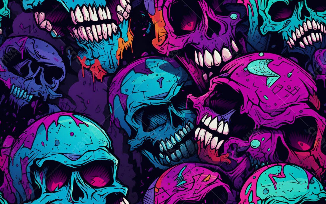 Textura Caveiras Neon para Fundo de Jogo