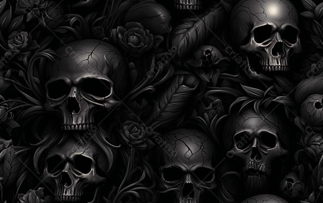 Textura caveiras e rosas góticas para papel de parede