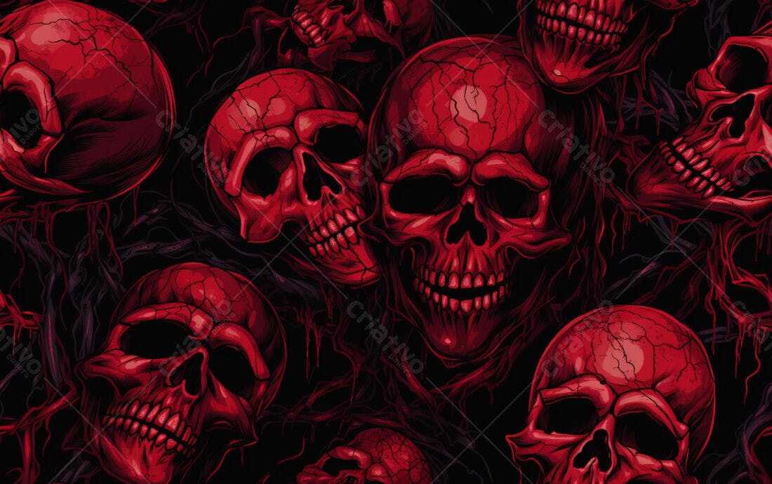 Textura Caveiras Vermelhas para Fundo Gótico