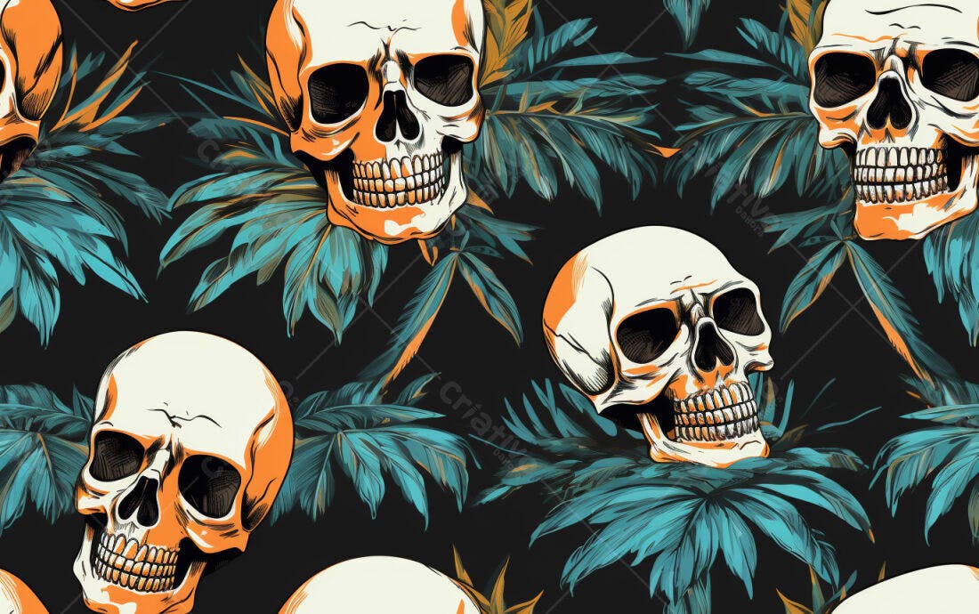 Textura caveiras tropicais para fundo