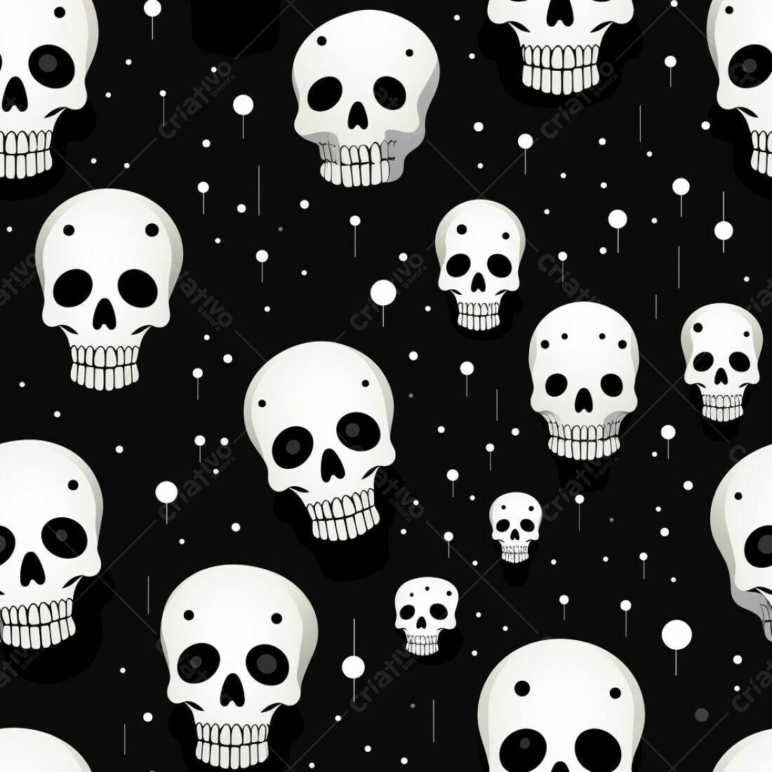 Textura Caveiras Preto e Branco para Fundo