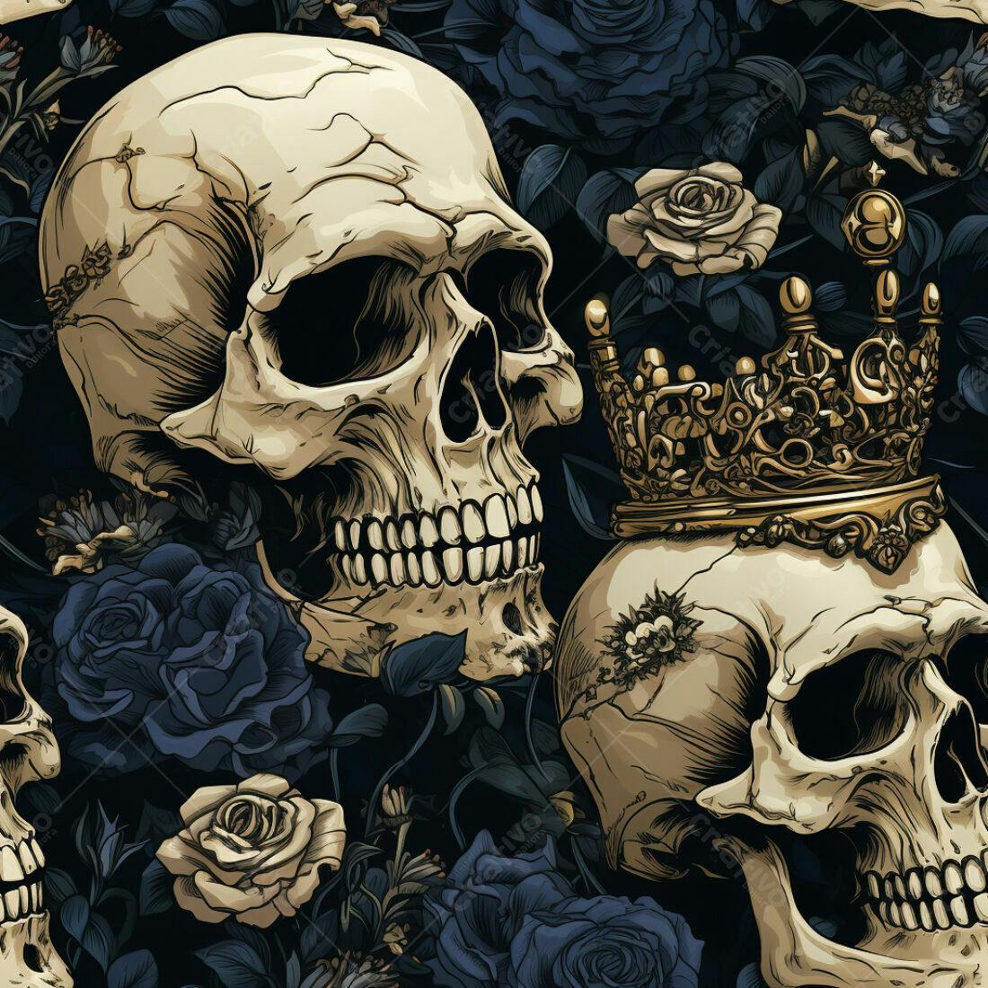 Textura caveira e rosas escuras para fundo