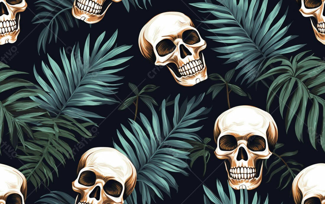 Textura caveira tropical para papel de parede