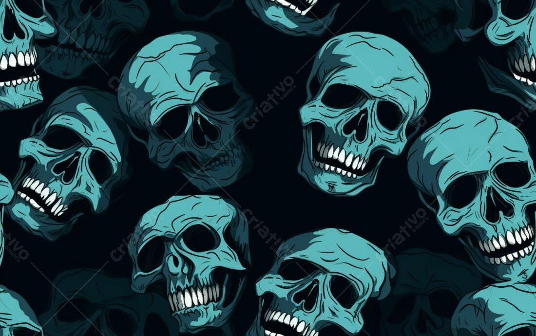 Textura Caveiras Azuis para Fundo de Terror