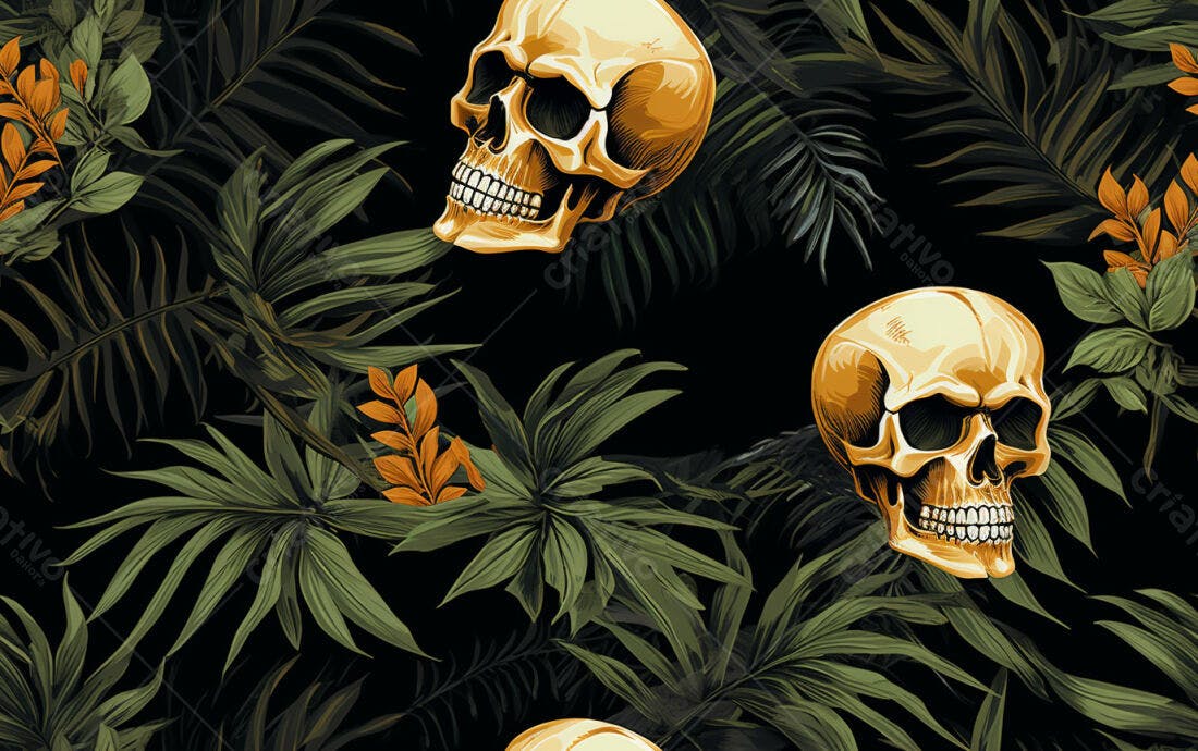 Textura caveiras tropicais para fundo