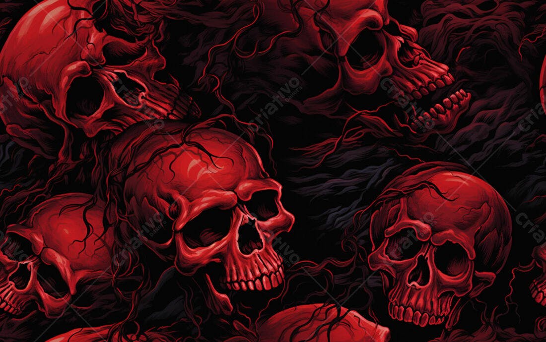 Textura caveiras vermelhas para fundo sombrio