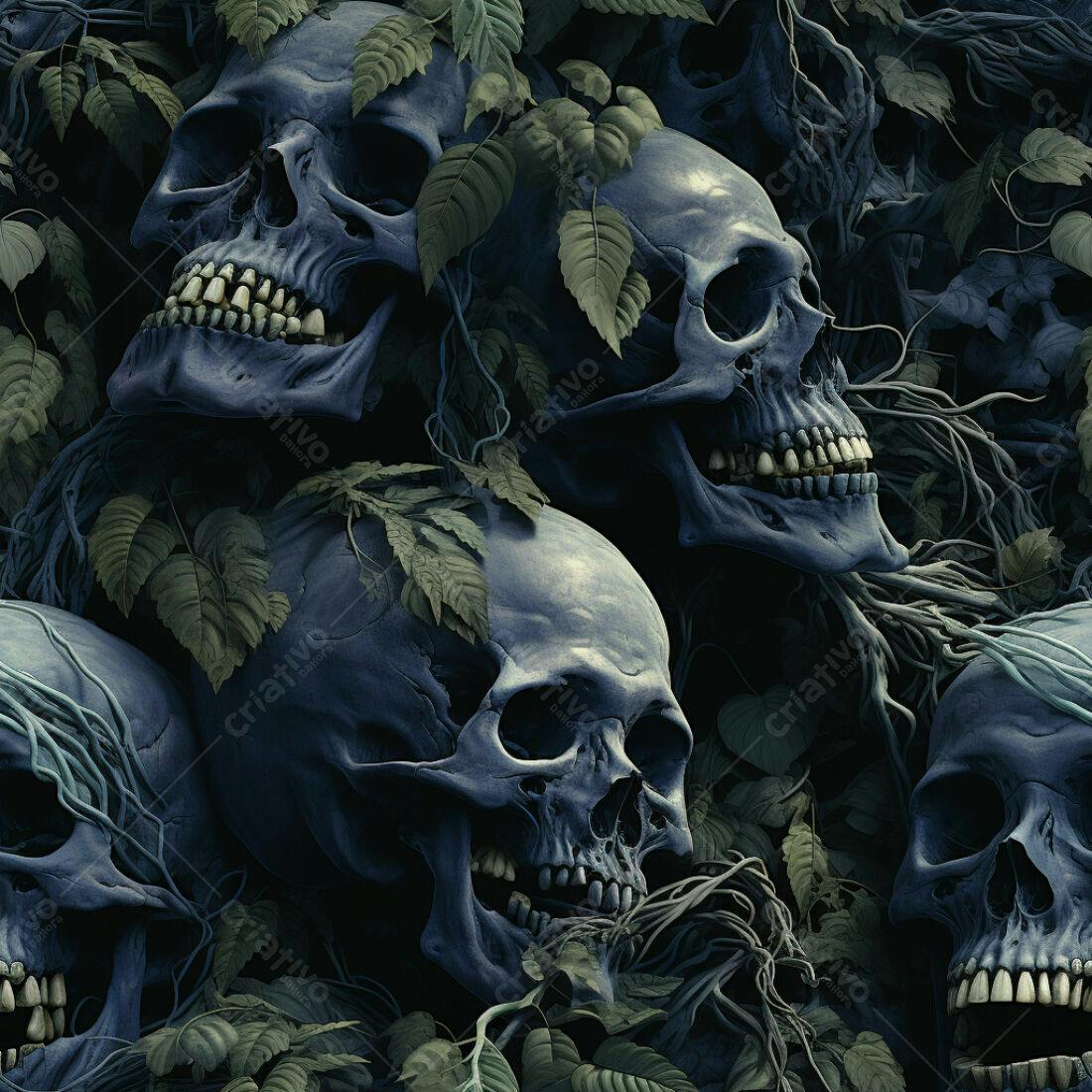 Textura Caveira e Trepadeiras para Fundo Sombrio