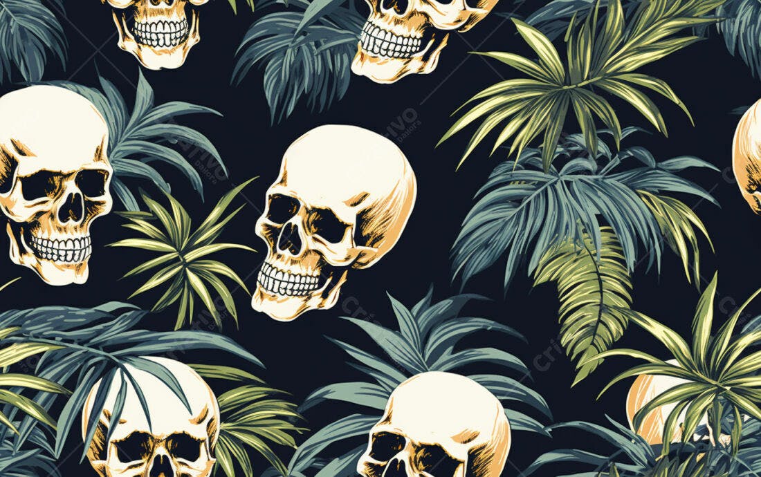 Textura caveiras tropicais para papel de parede