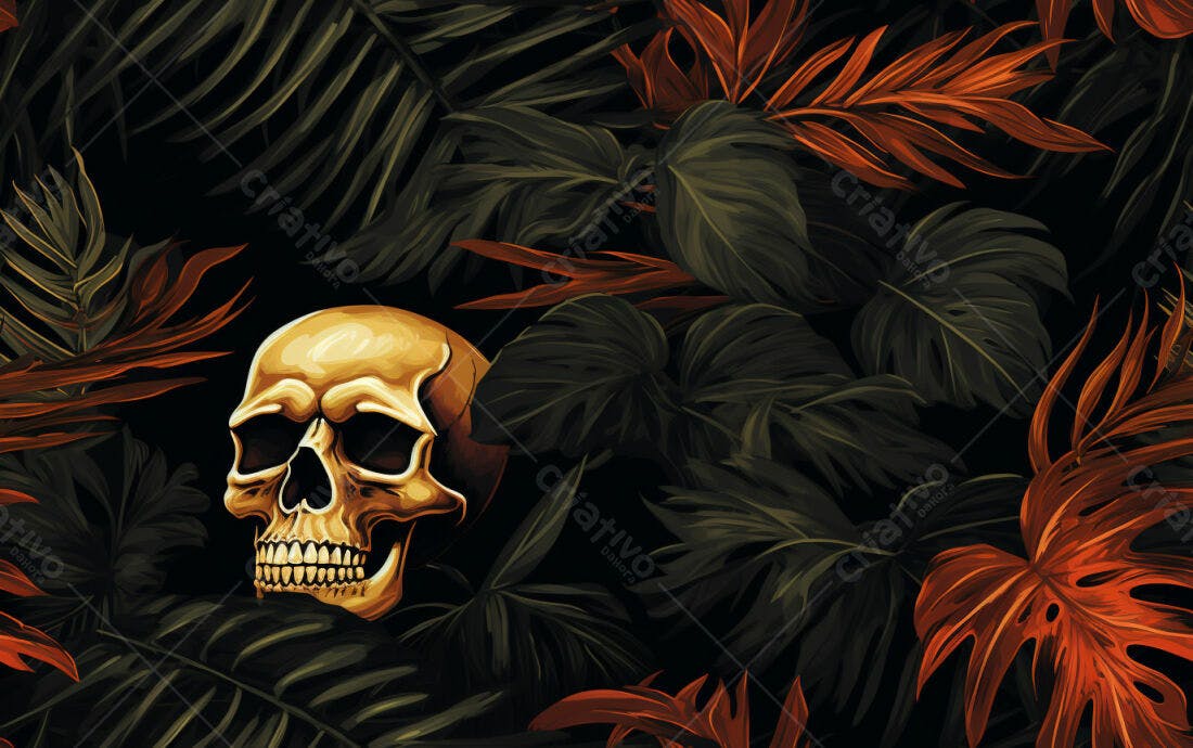 Textura caveira tropical para fundo escuro