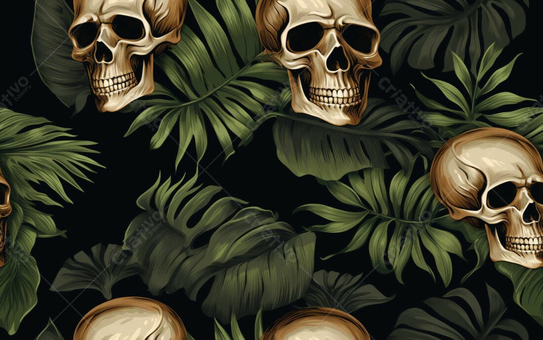 Textura caveiras tropicais para papel de parede