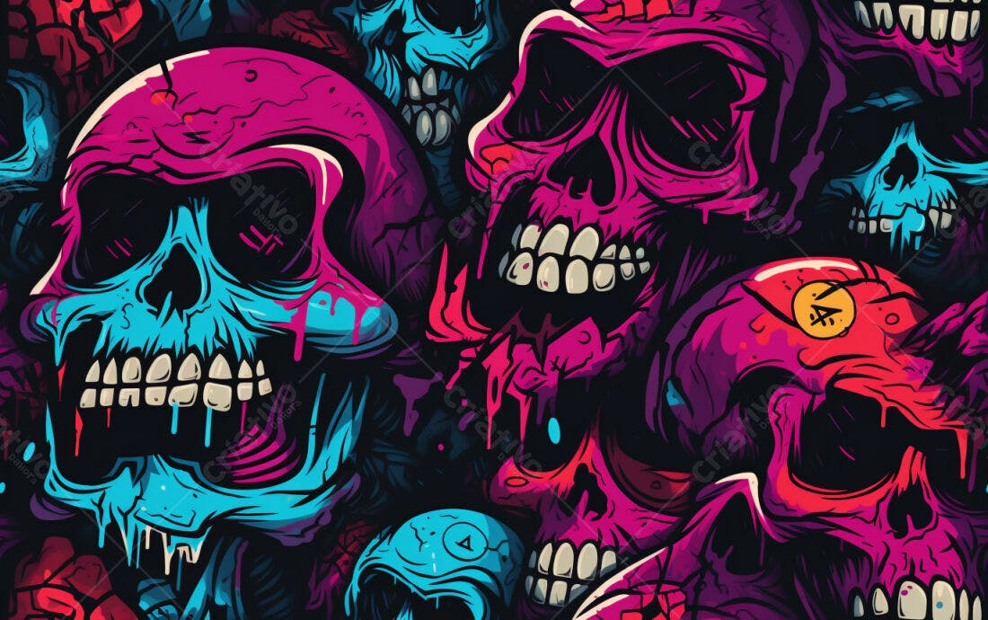Textura caveiras coloridas para fundo sombrio