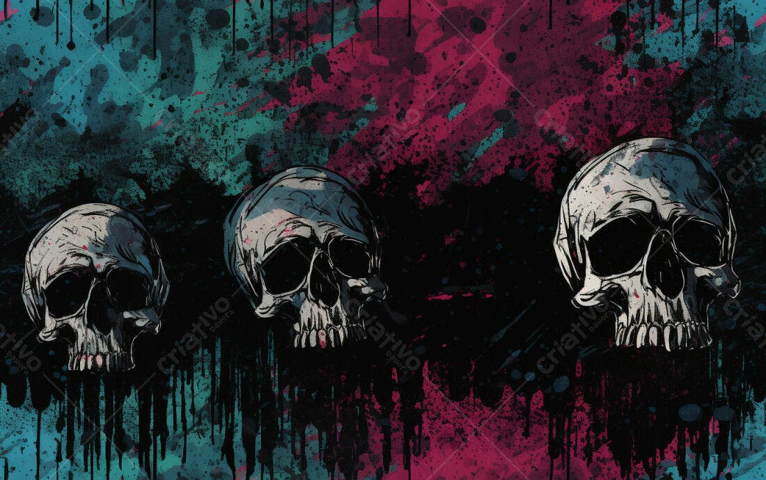 Textura Caveiras Grunge para Fundo