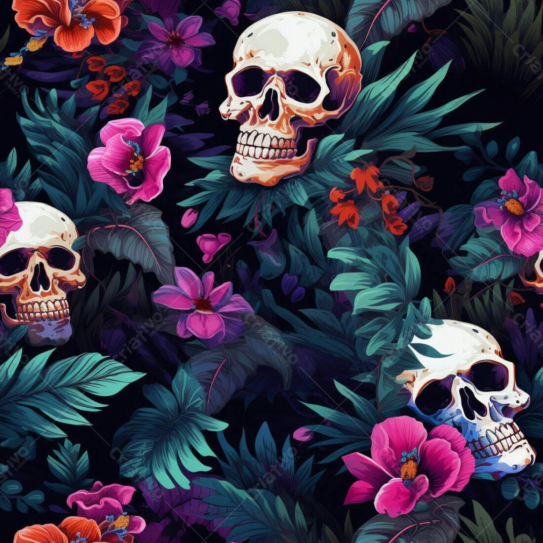 Textura caveira tropical para fundo sombrio