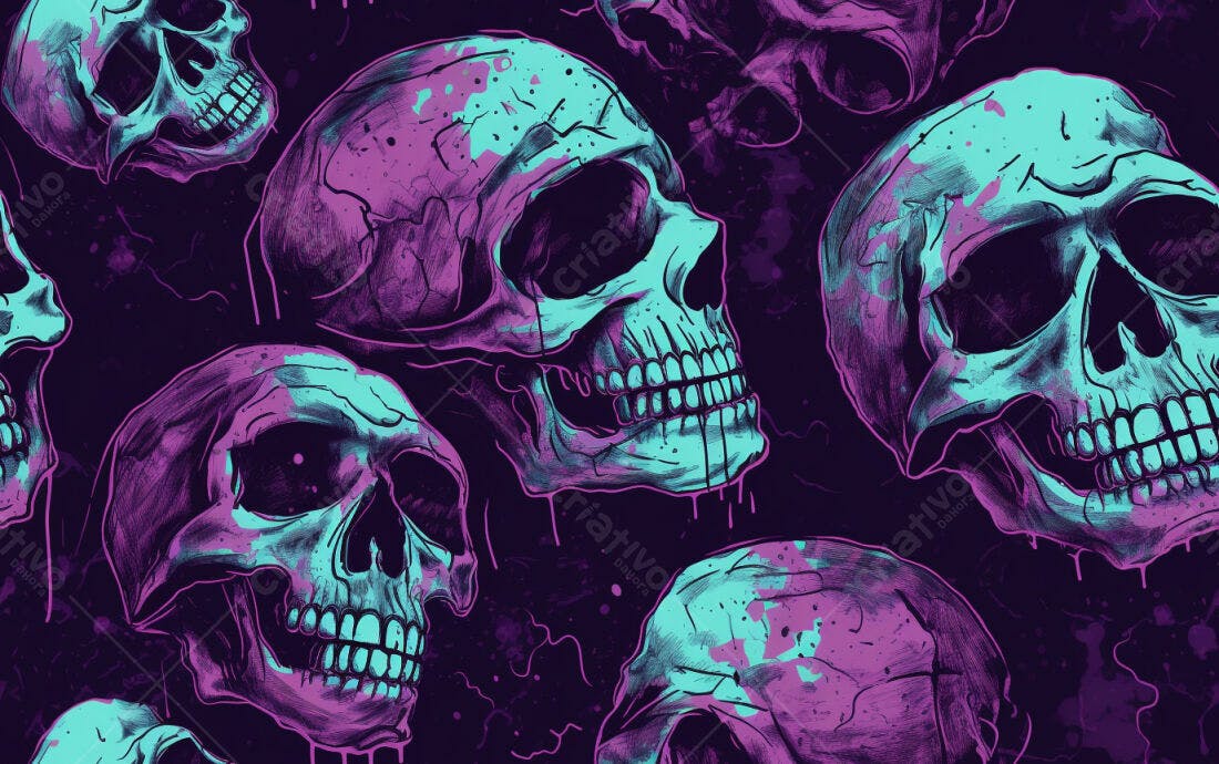 Textura caveiras coloridas para fundo sombrio