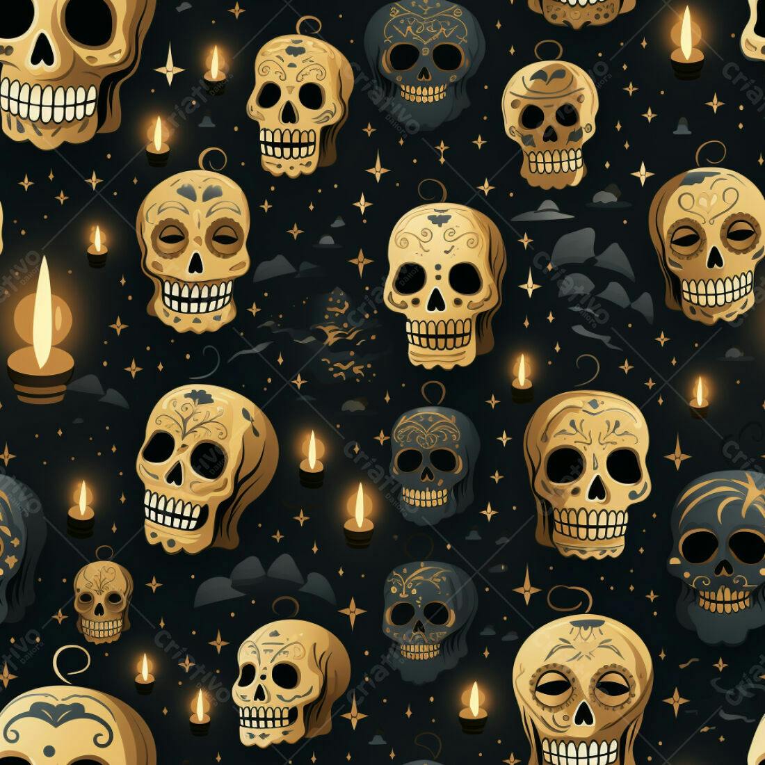 Textura Caveiras Dia dos Mortos para Papel de Parede