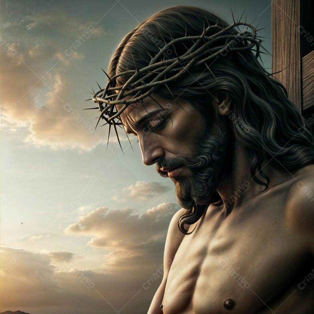 Jesus Cristo Coroado de Espinhos ao Pôr do Sol