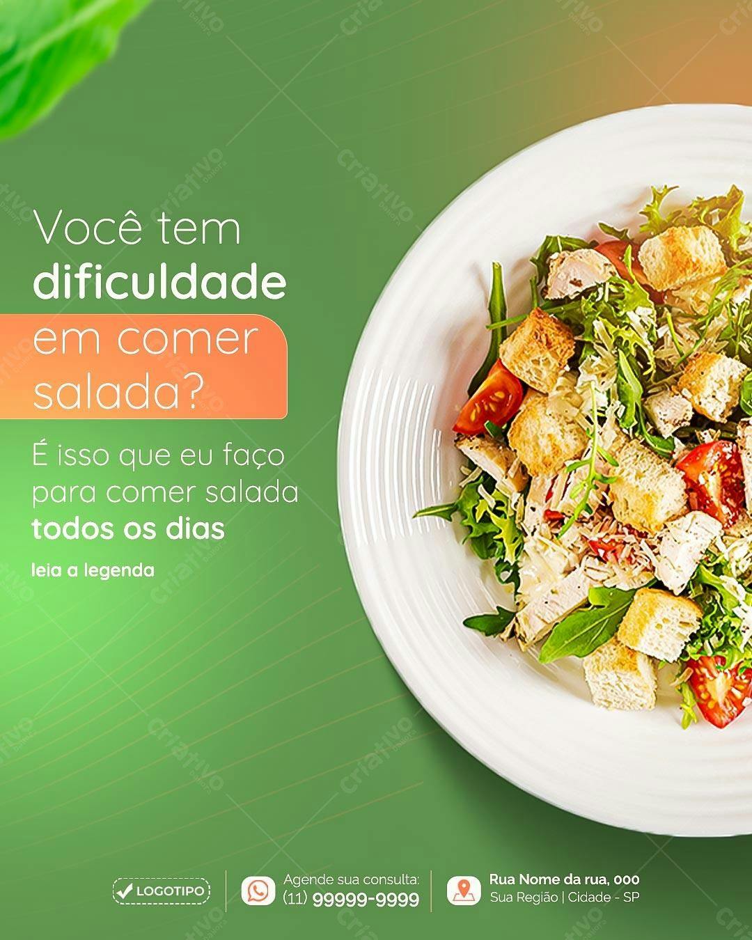 Flyer Receita de Salada Fit PSD Editável
