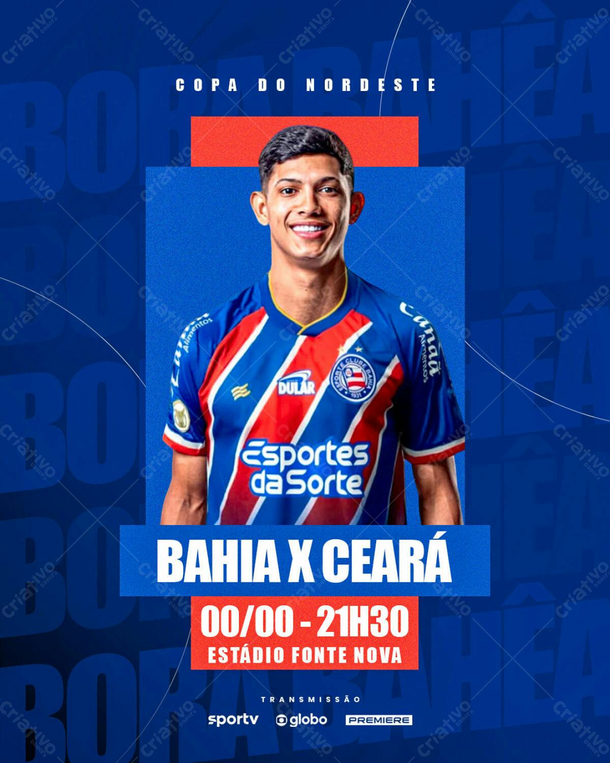 Flyer Copa do Nordeste Bahia x Ceará PSD Editável