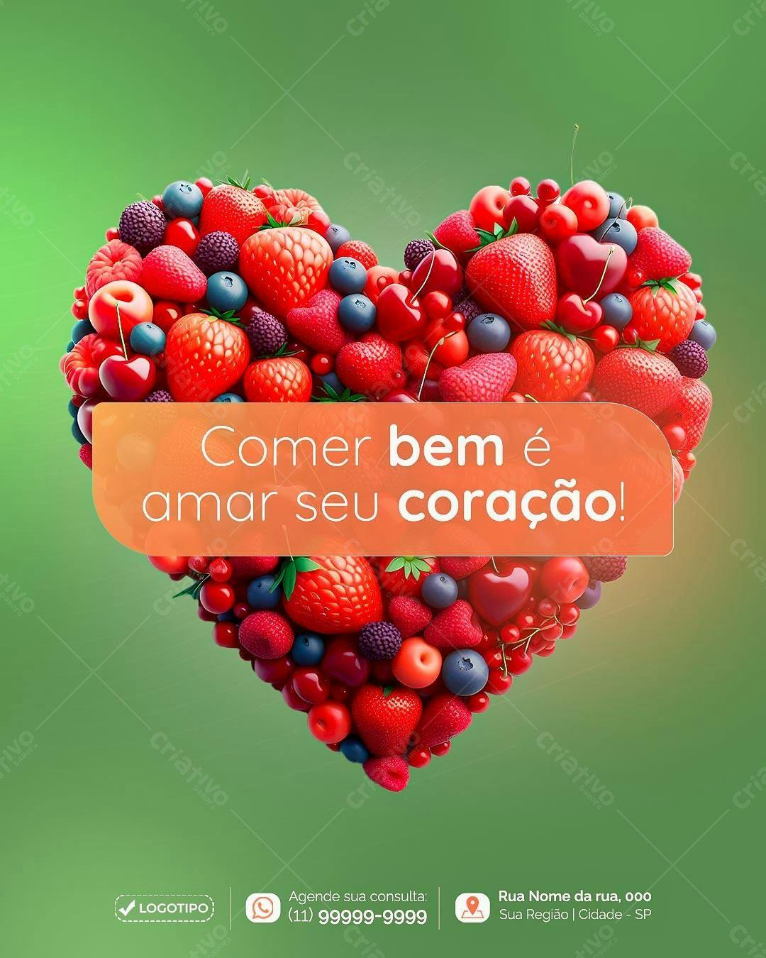 Post para Dia do Coração PSD Editável