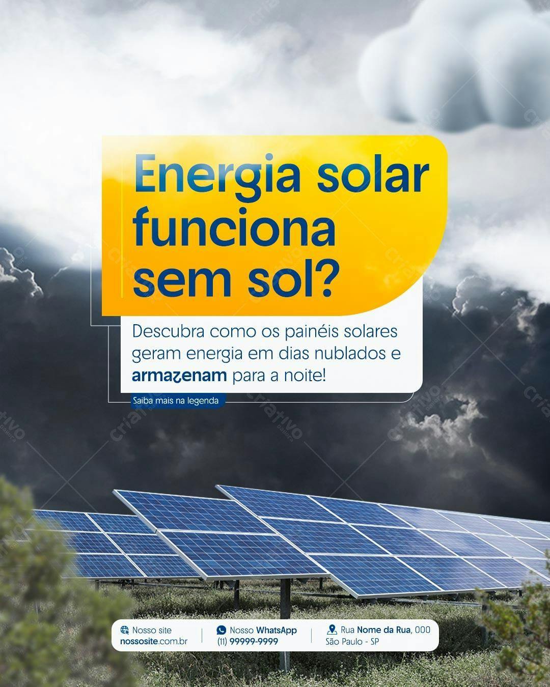 Postagem Redes Sociais Energia Solar PSD Editável