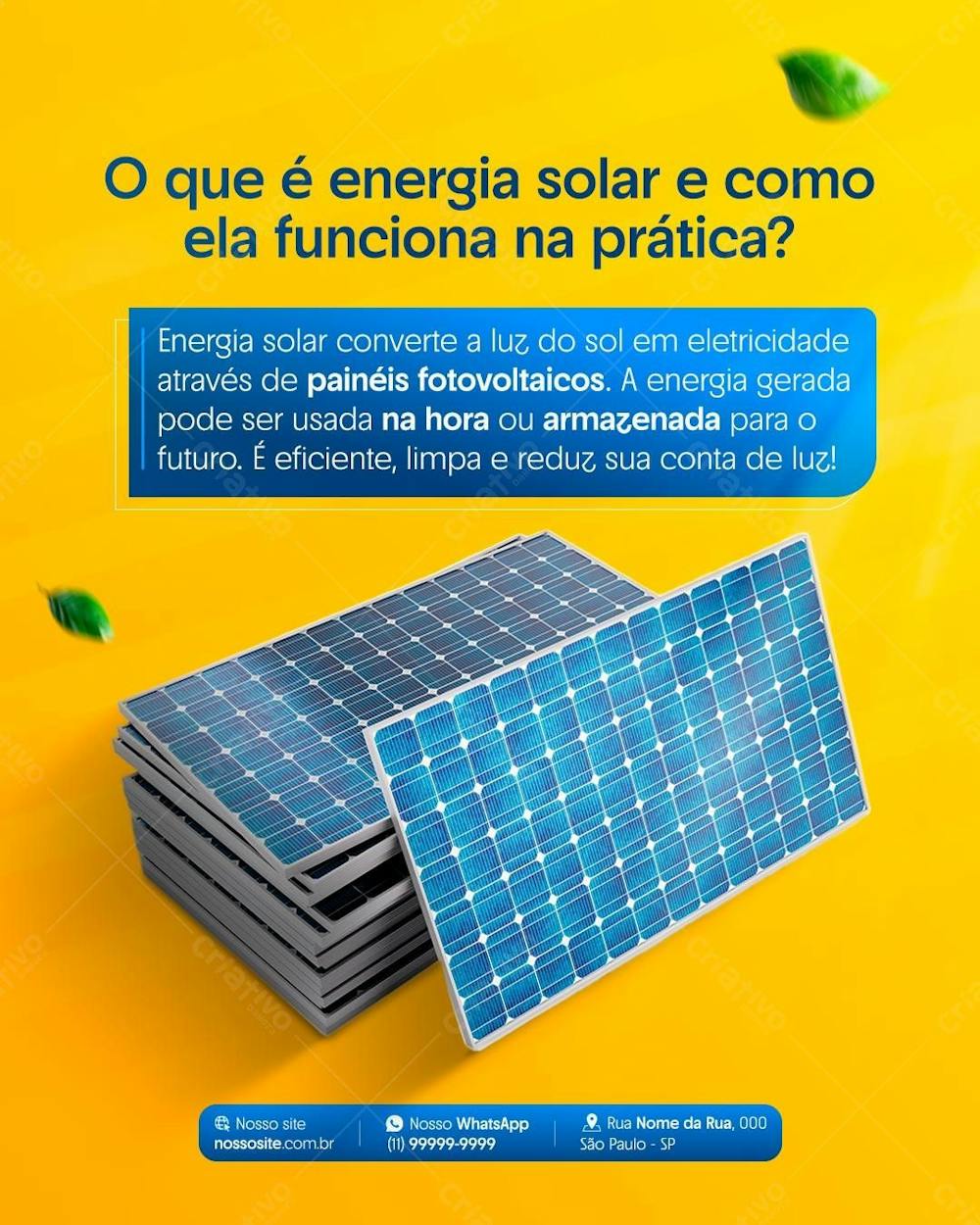 Energia Solar Painel Social Media Post Design Feed Psd