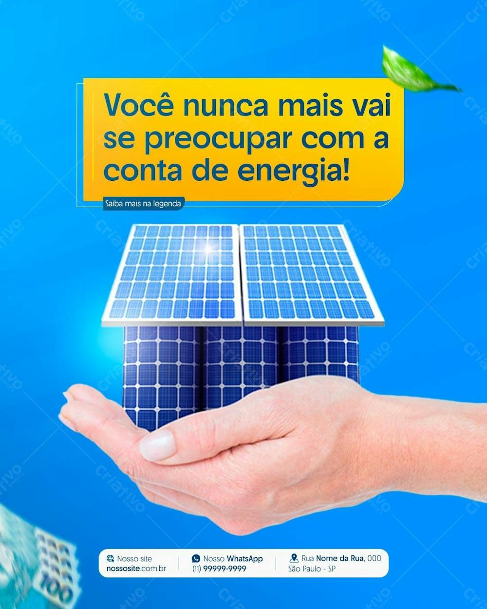 Energia Solar Painel Social Media Post Design Feed Psd