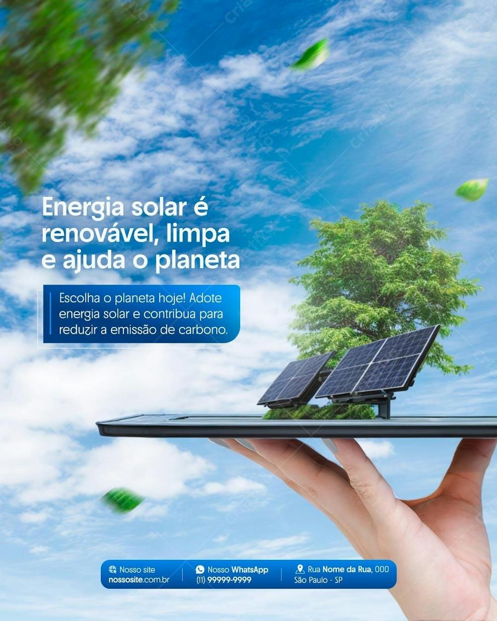 Energia Solar Painel Social Media Post Design Feed Psd