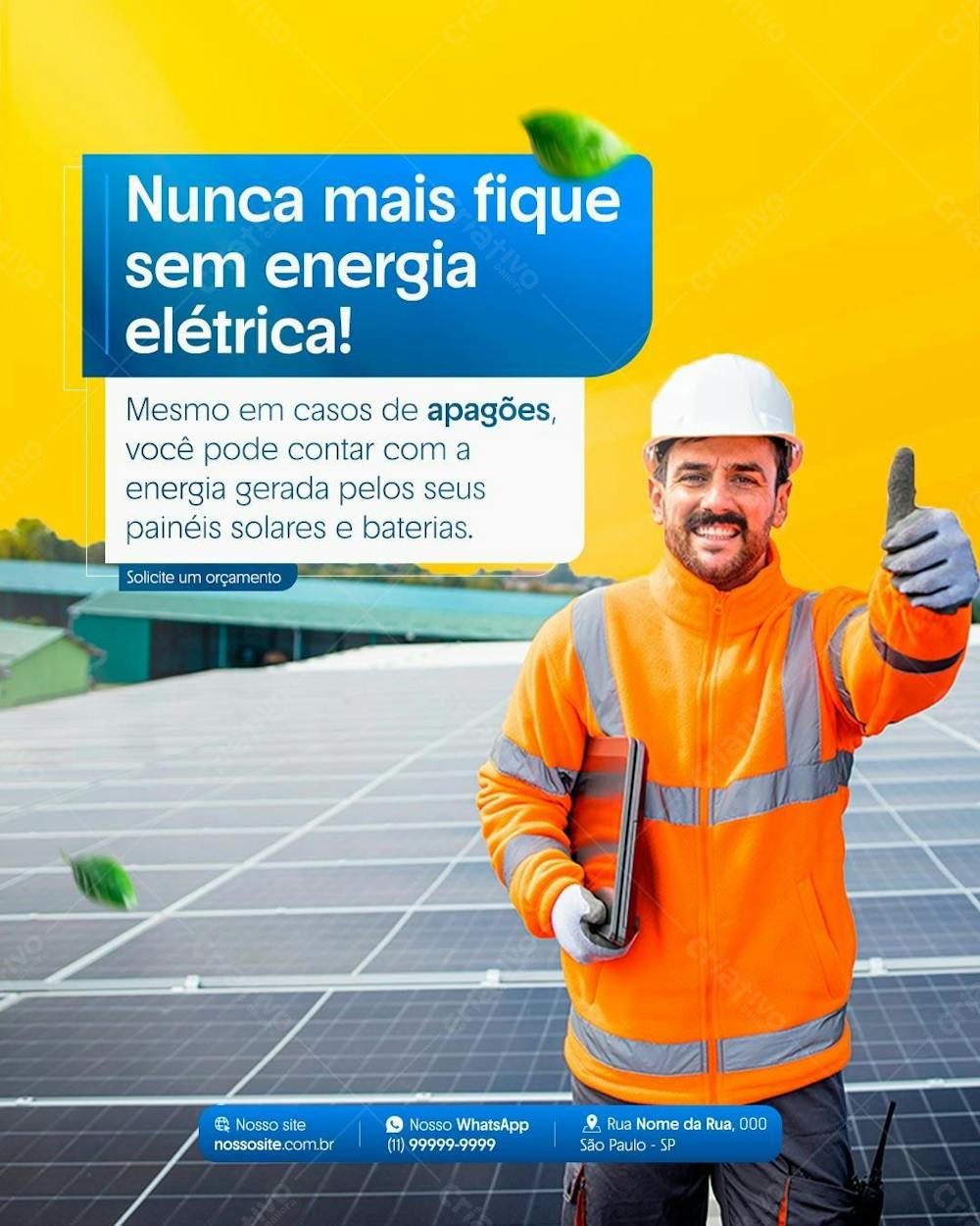 Energia Solar Painel Social Media Post Design Feed Psd