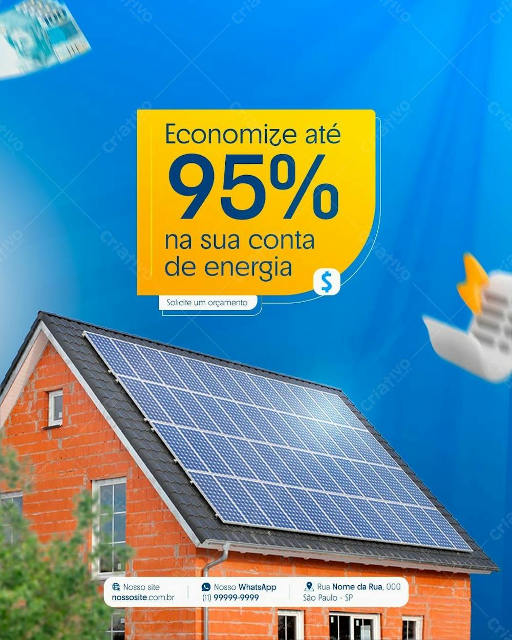 Energia Solar Painel Social Media Post Design Feed Psd