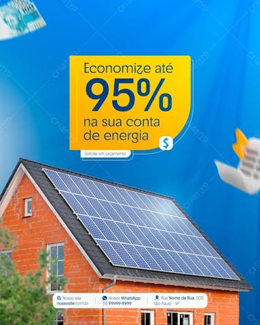 Energia Solar Painel Social Media Post Design Feed Psd