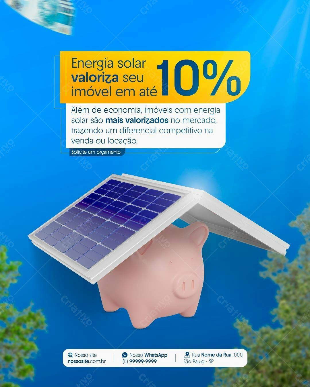 Flyer Energia Solar com Economia PSD Editável