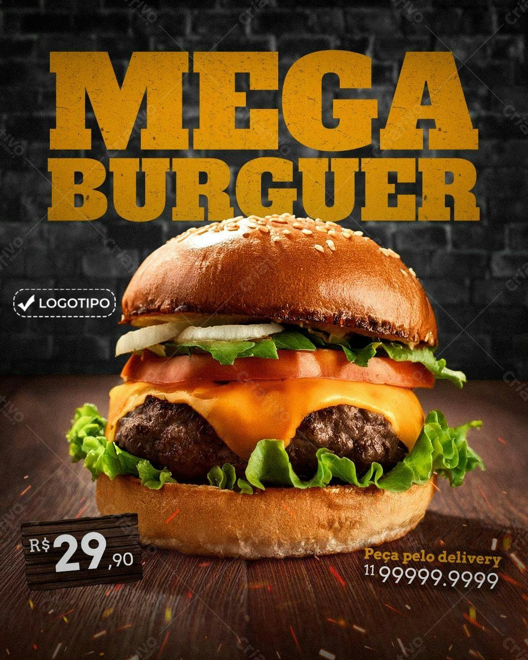 Flyer Mega Burguer PSD Editável