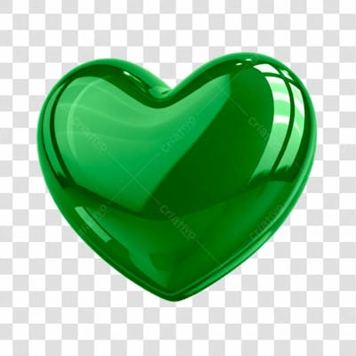 Coração 3D Cor Verde