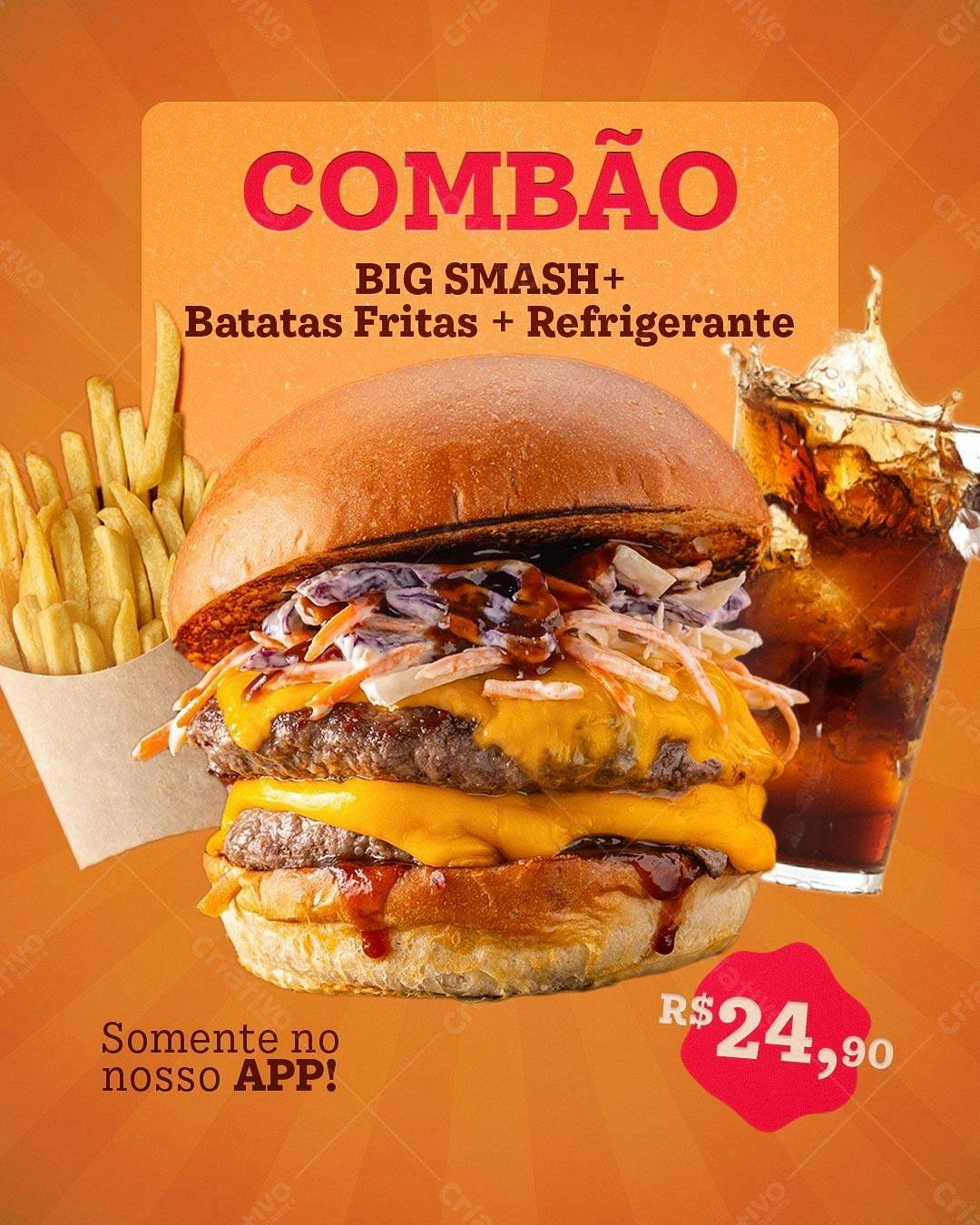 Flyer para Combo de Hambúrguer PSD Editável