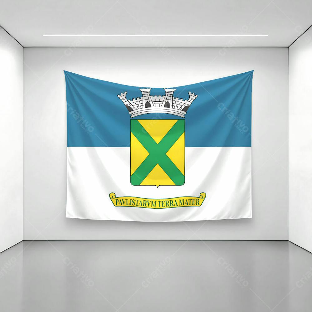 Bandeira Da Cidade De Santo André Exposta Em Uma Parede De Uma Sala