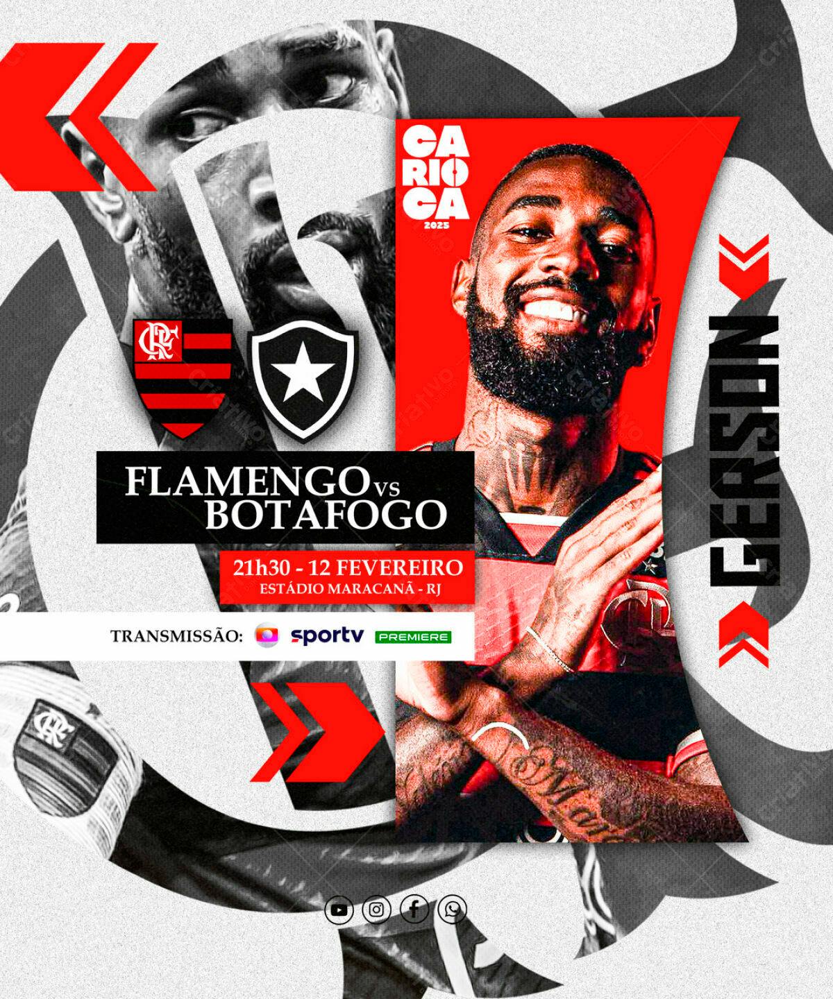 Flyer Flamengo x Botafogo PSD Editável