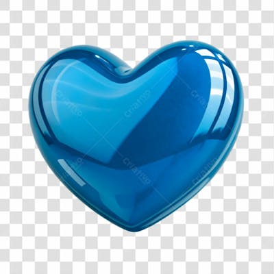 Coração 3D Cor Azul