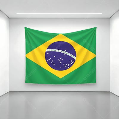 Bandeira Do Brasil Exposta Em Uma Parede De Uma Sala