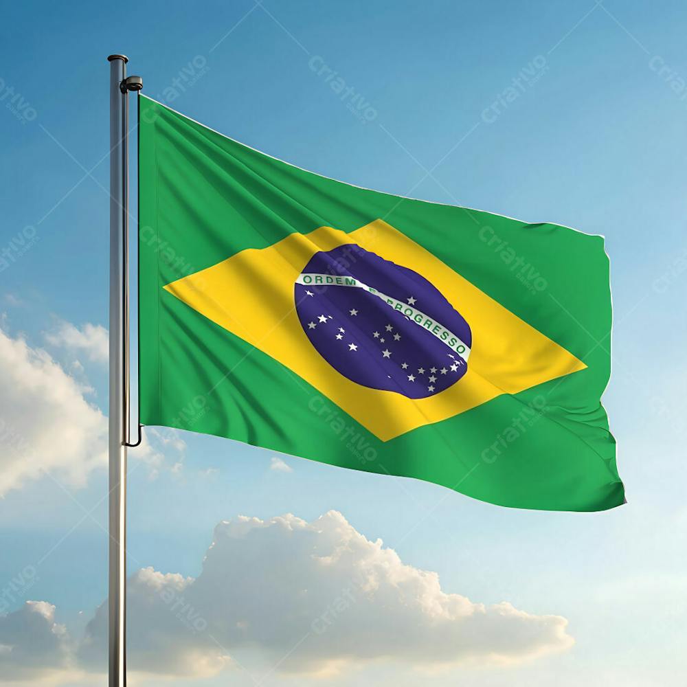 Bandeira Do Brasil Hasteada Ao Ar Livre