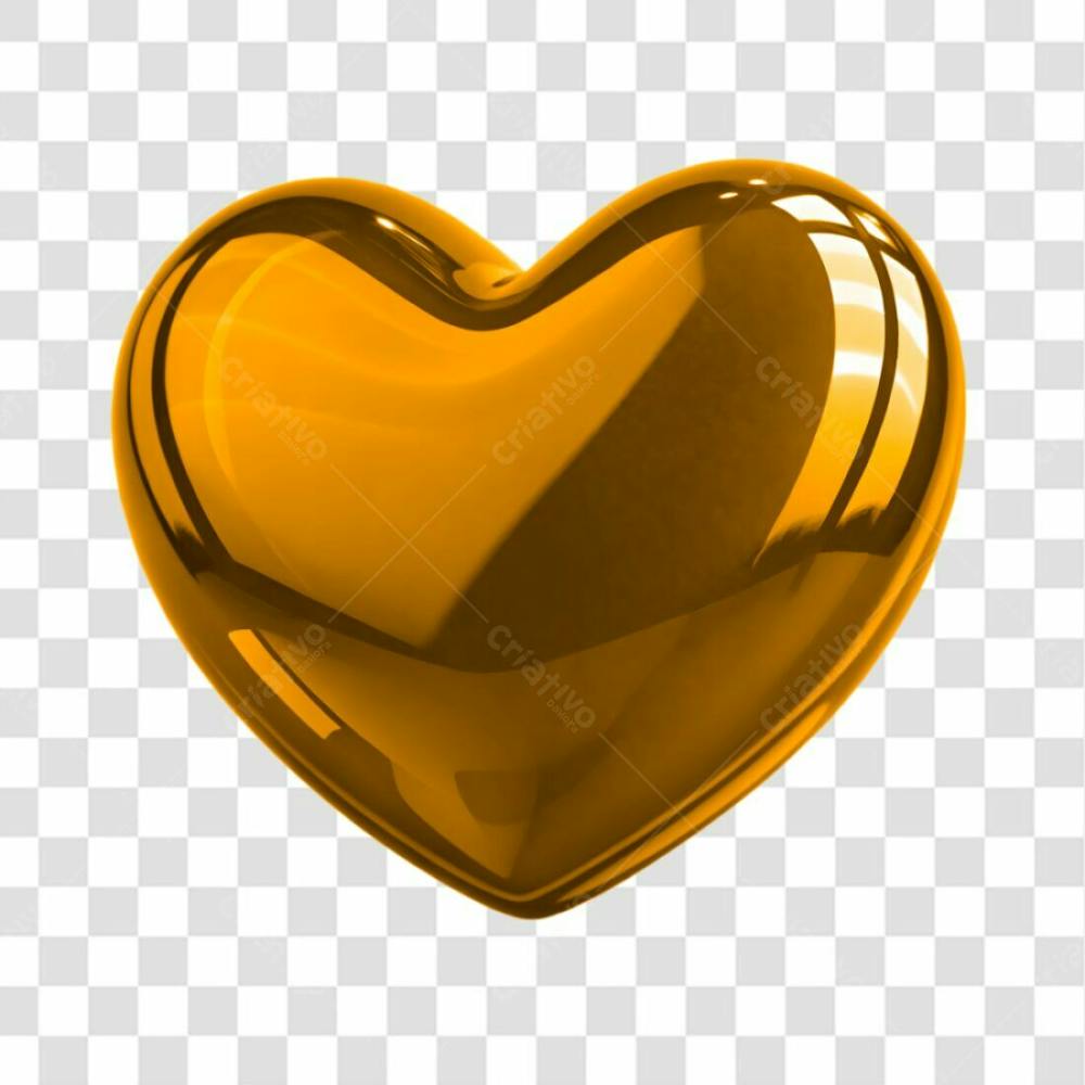 Coração 3D Cor Dourado