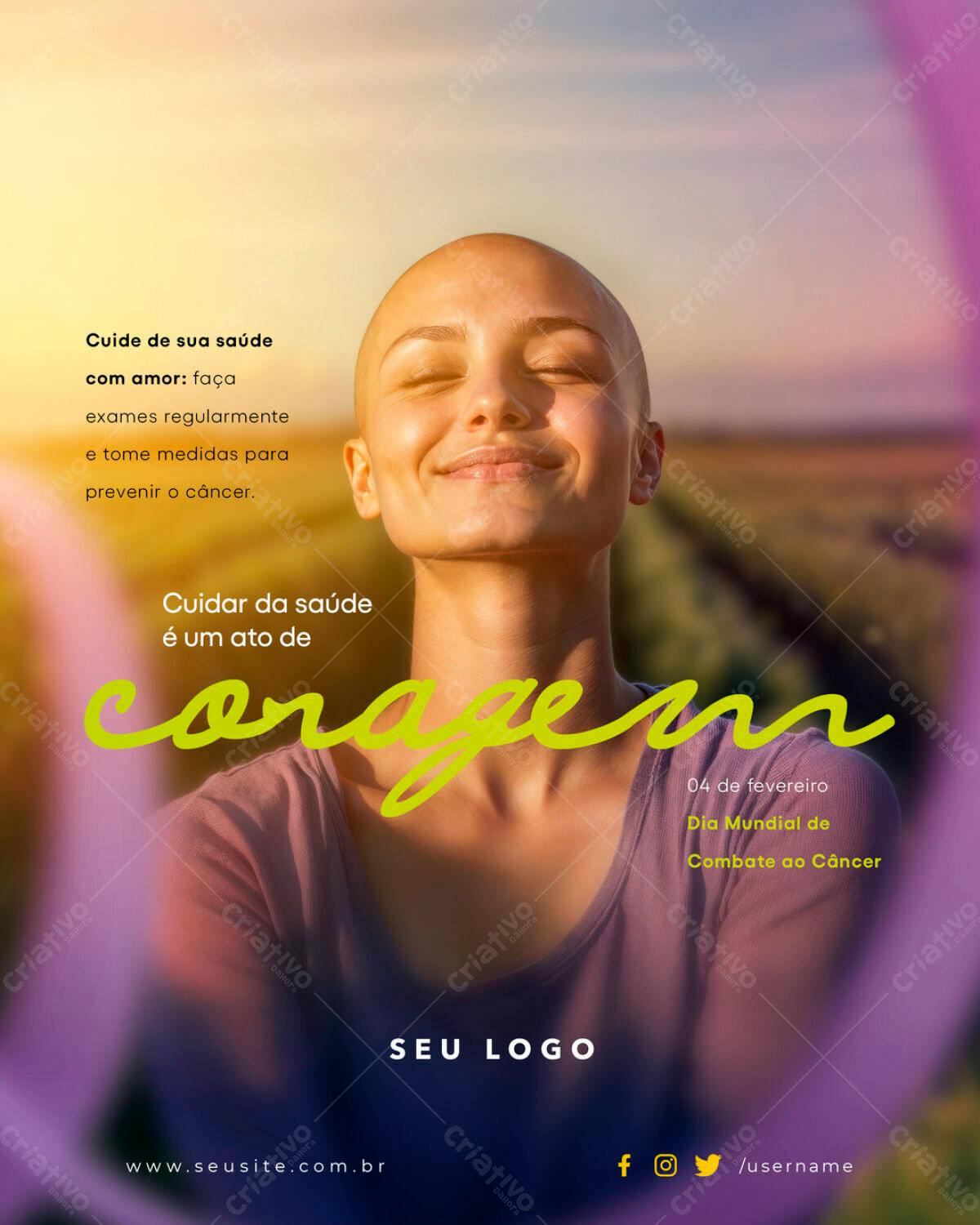 Flyer Dia Mundial do Combate ao Câncer PSD Editável