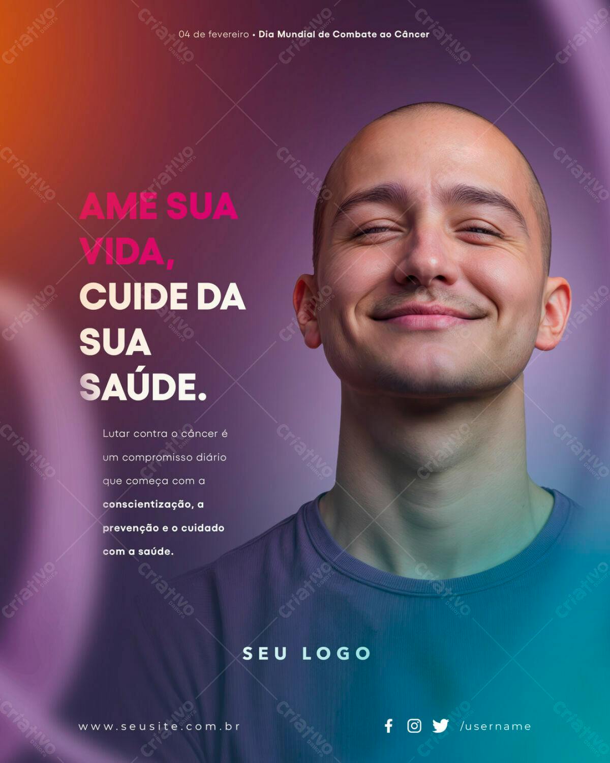 Flyer Dia Mundial do Combate ao Câncer PSD Editável
