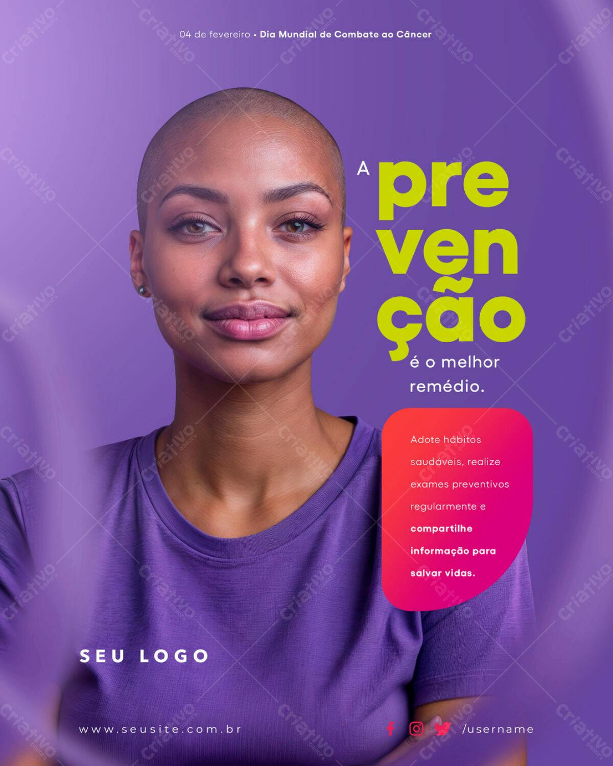 Poster Dia Mundial do Combate ao Câncer PSD Editável